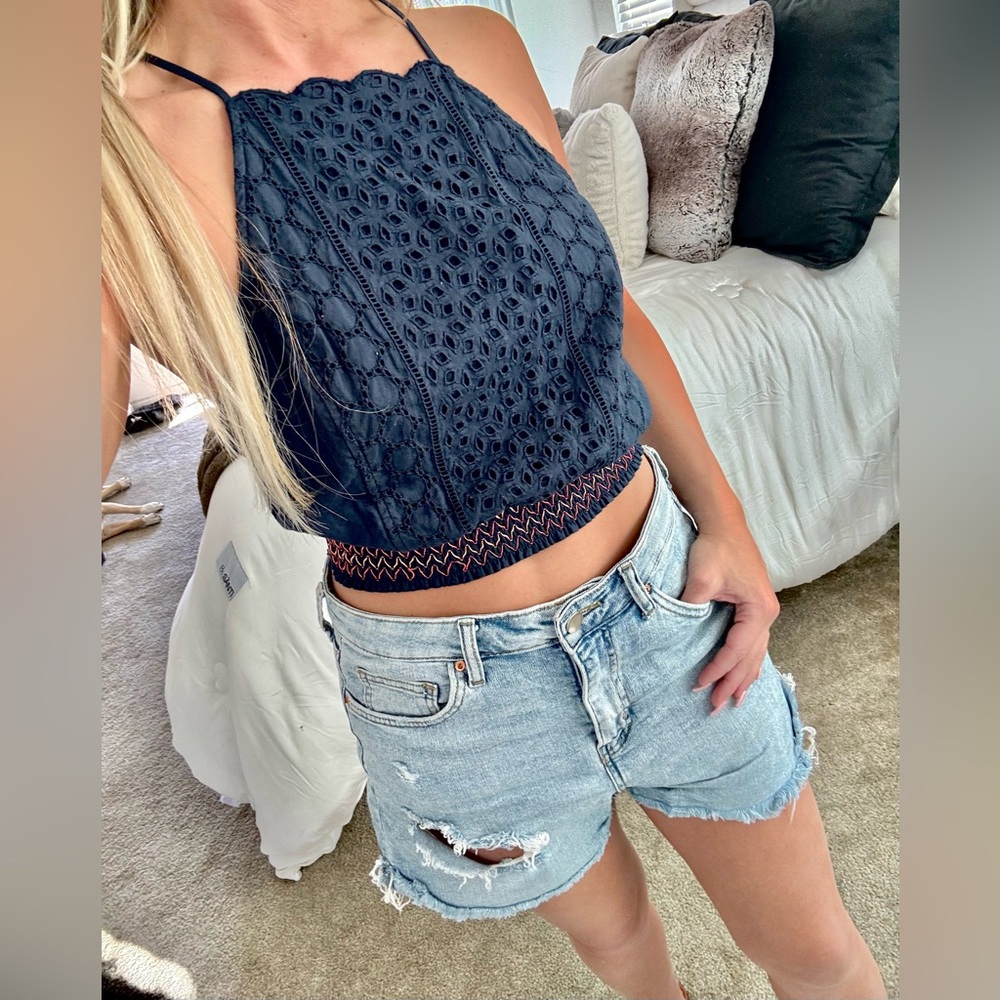 Hollister Cropped Eyelet Spaghetti Strap Top